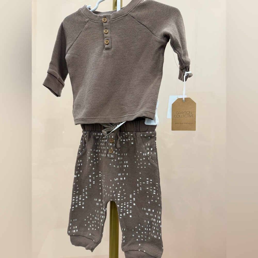 Baby Grayson Collective Kids Brown Matching Set size 0-3 | NWT